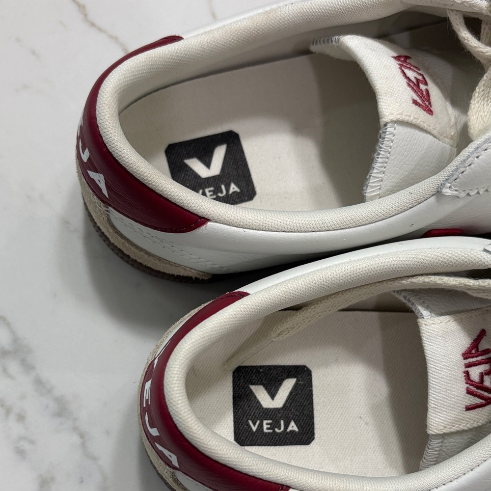 Veja Women's White Cream Burgundy Red Sneakers - Picture 11 of 11